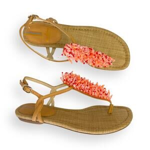 Sam Edelman NWB Womens Brinda Bead Embellished Thong Sandals 6 Sand Vachlux Pink